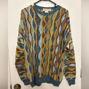 VTG Norm Thompson 3D Knit Coogi Style Sweater Men’s L Italy EUC